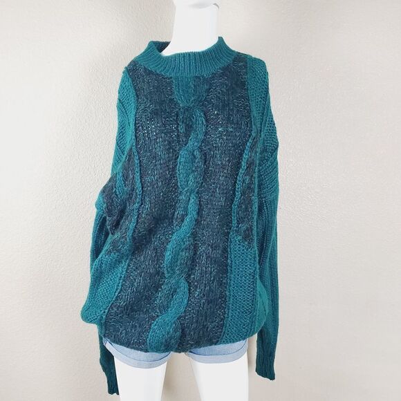 Cambridge Classics Teal Cable Knit Textured Sweater Unisex XL - Picture 7 of 11